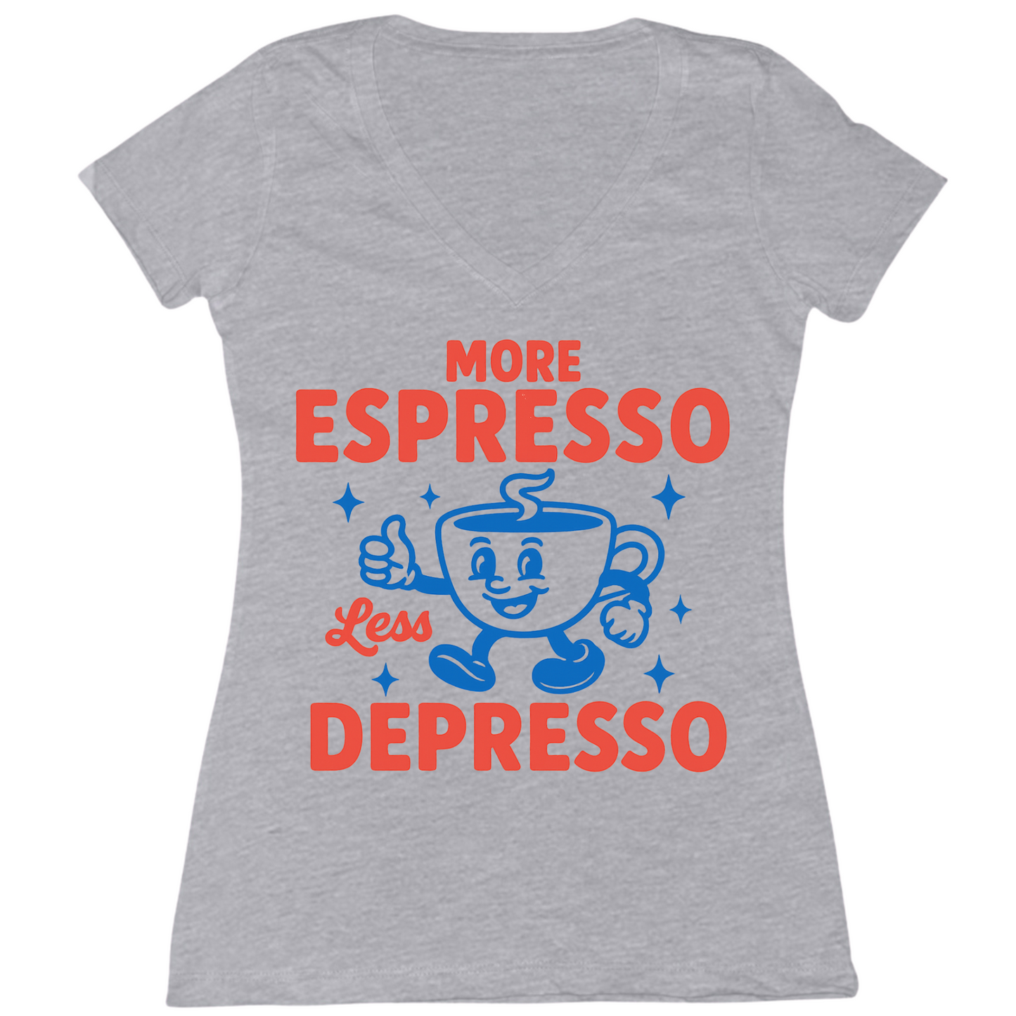 More Espresso Less Depresso Womens Vneck