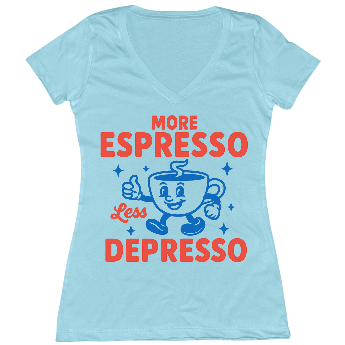 More Espresso Less Depresso Womens Vneck