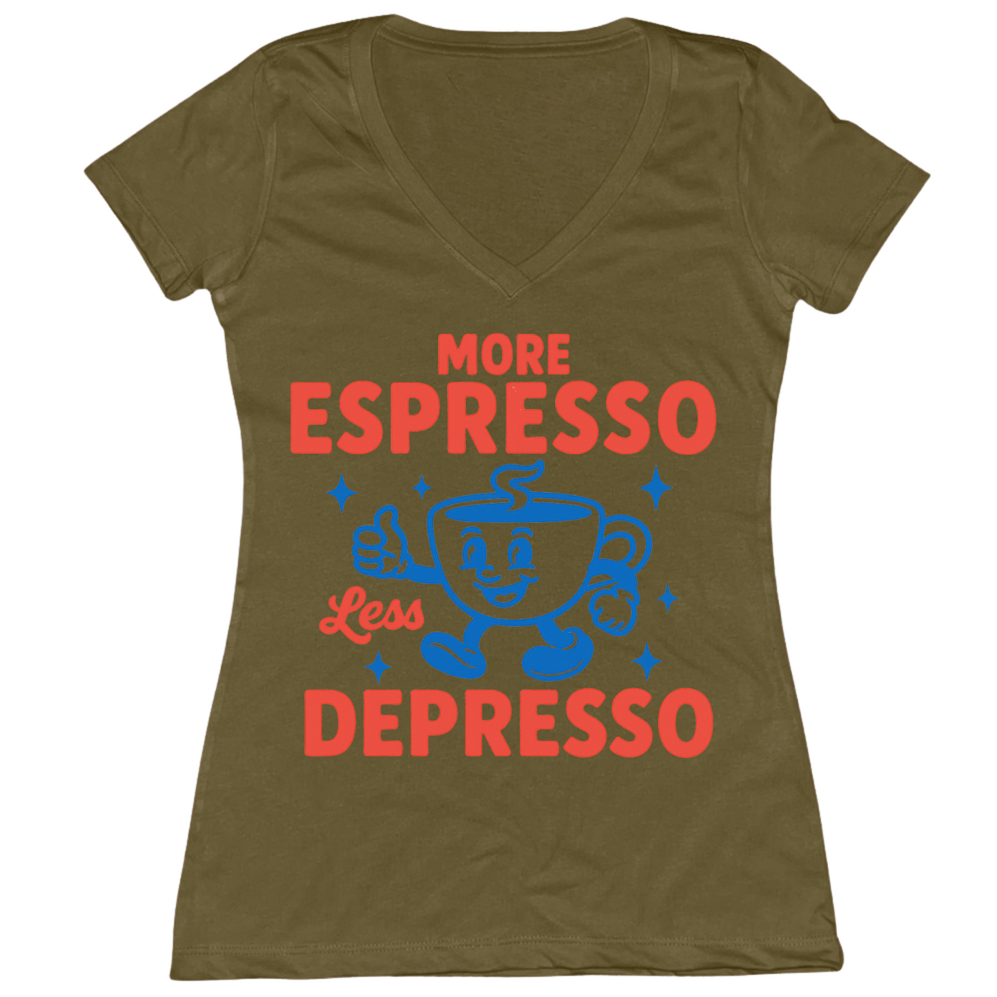More Espresso Less Depresso Womens Vneck