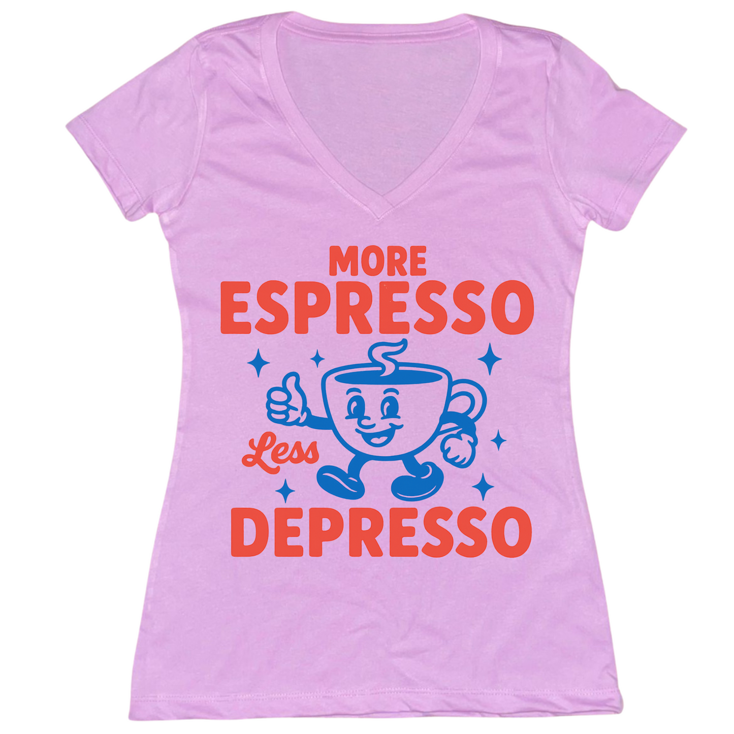 More Espresso Less Depresso Womens Vneck