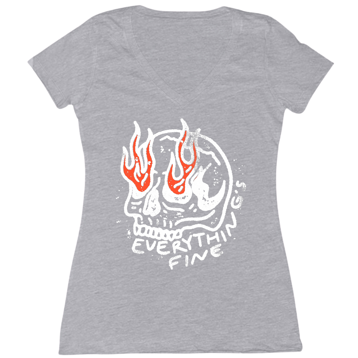 Everything's Fine Skull Womens Vneck