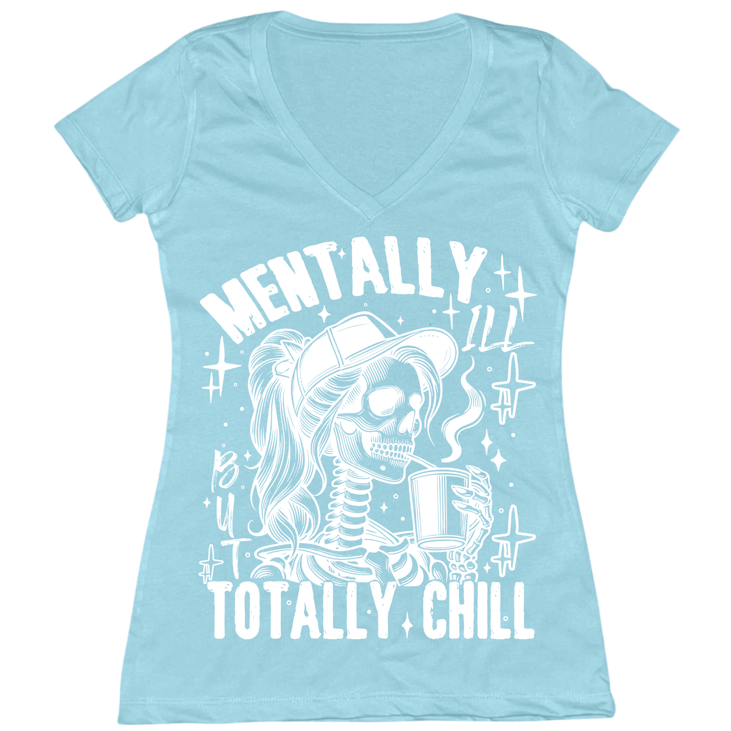 Mentally Ill Totally Chill Womens Vneck