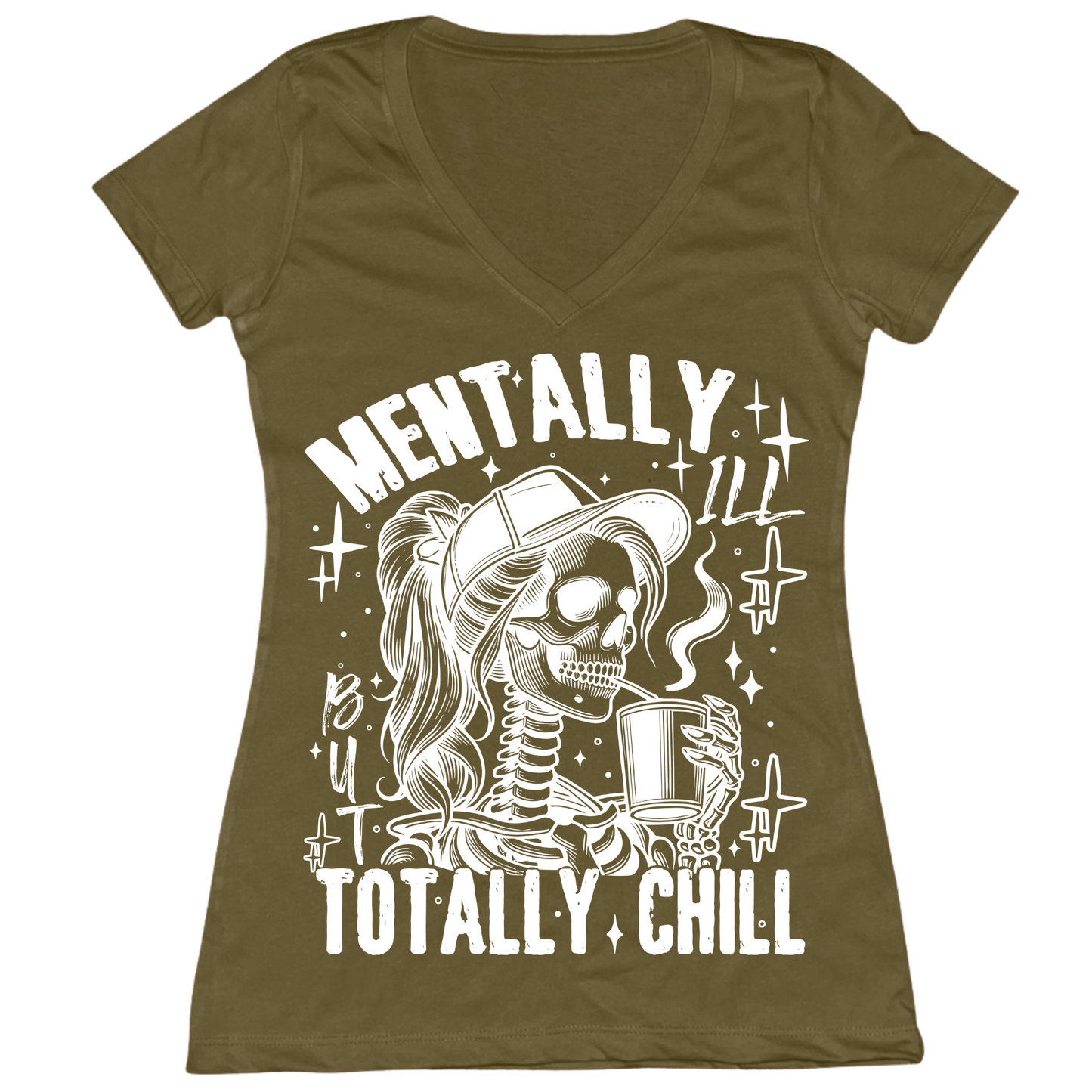 Mentally Ill Totally Chill Womens Vneck