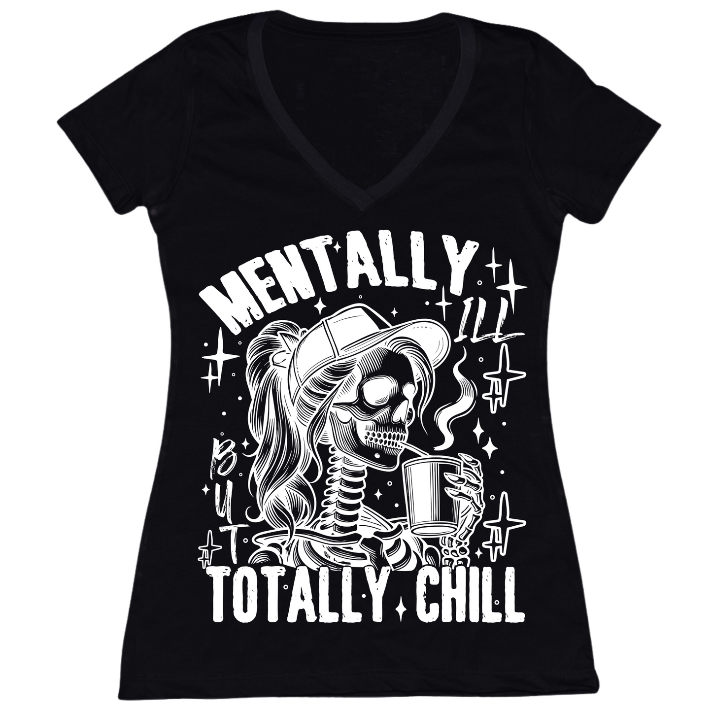 Mentally Ill Totally Chill Womens Vneck