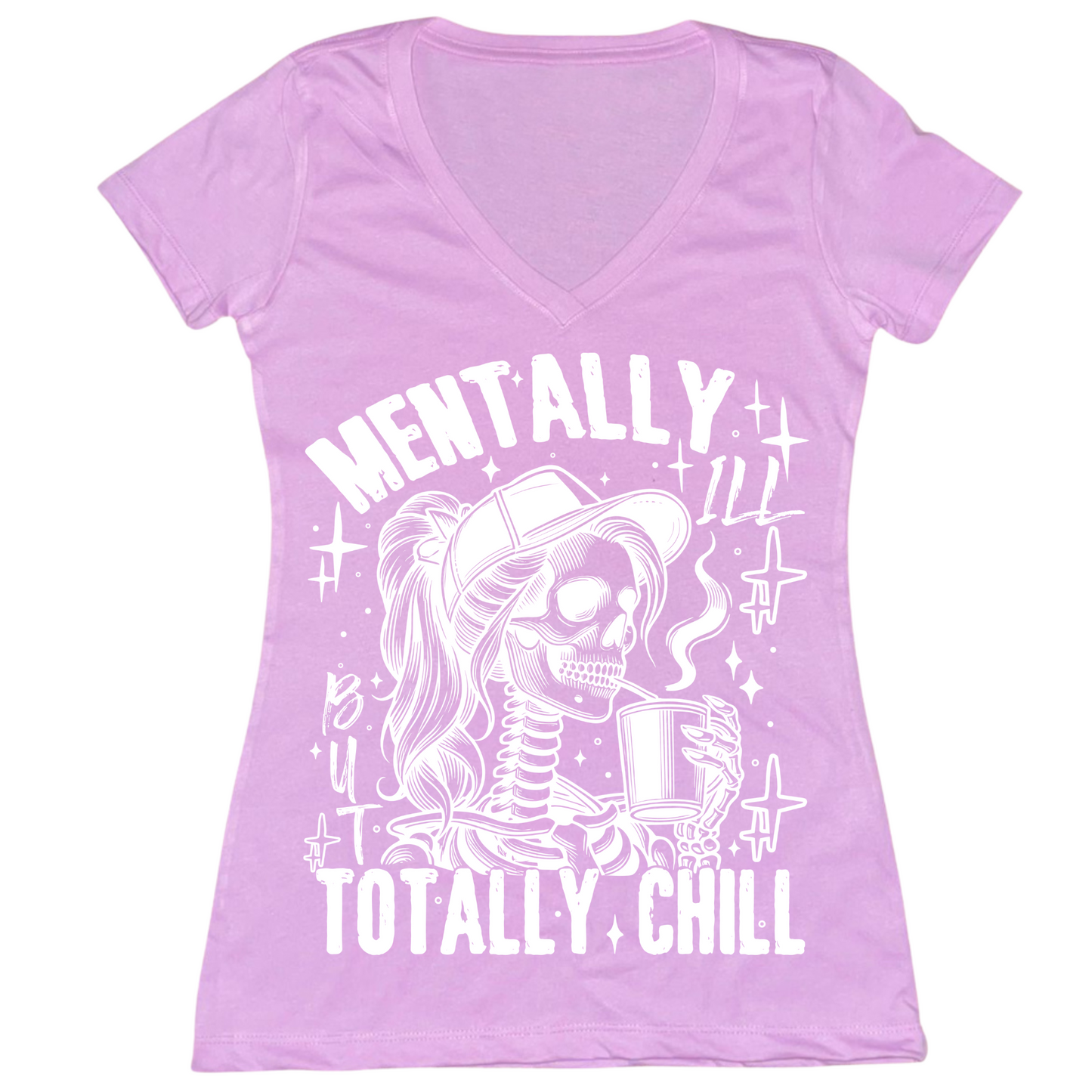 Mentally Ill Totally Chill Womens Vneck