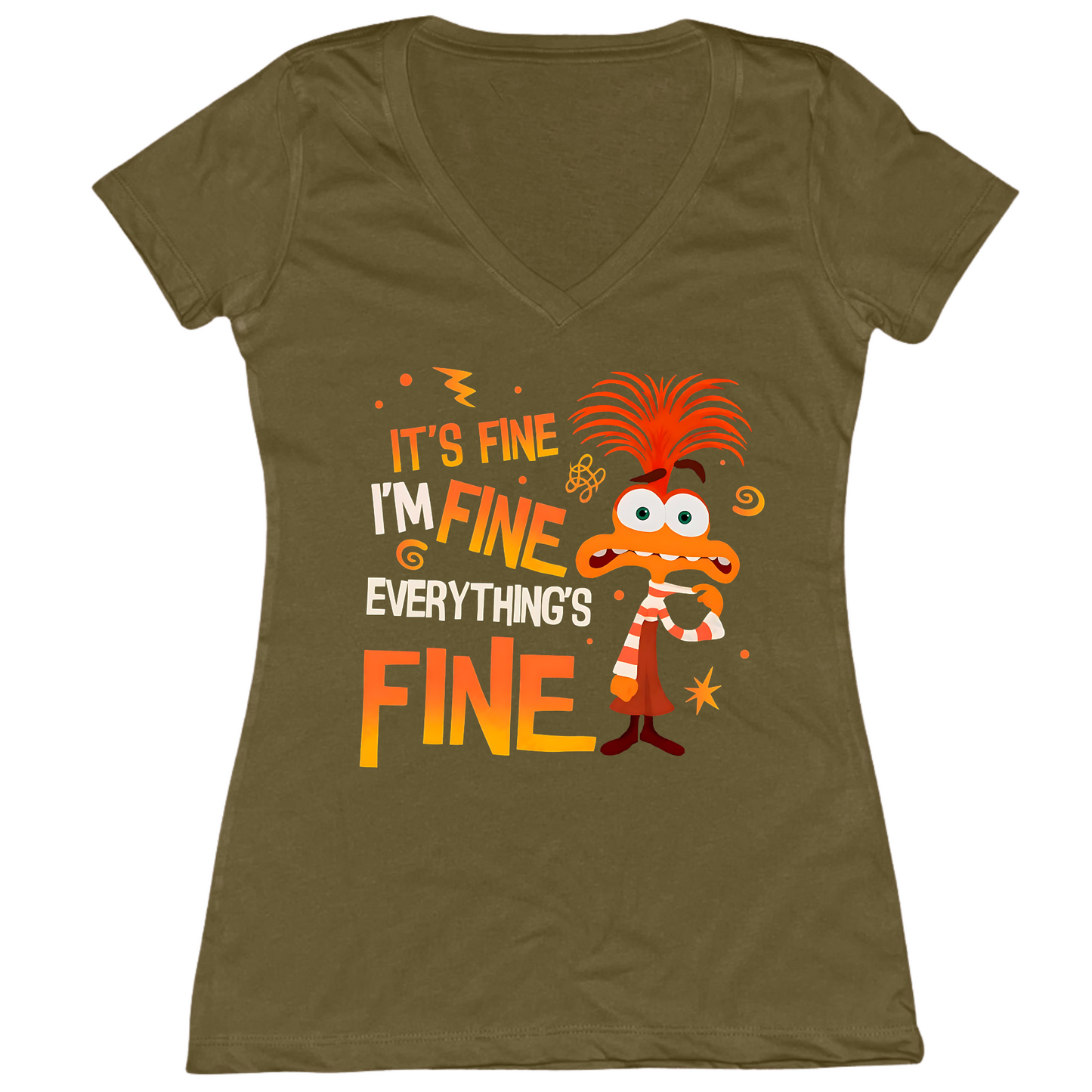 Everything's Fine Womens V-Neck Tee