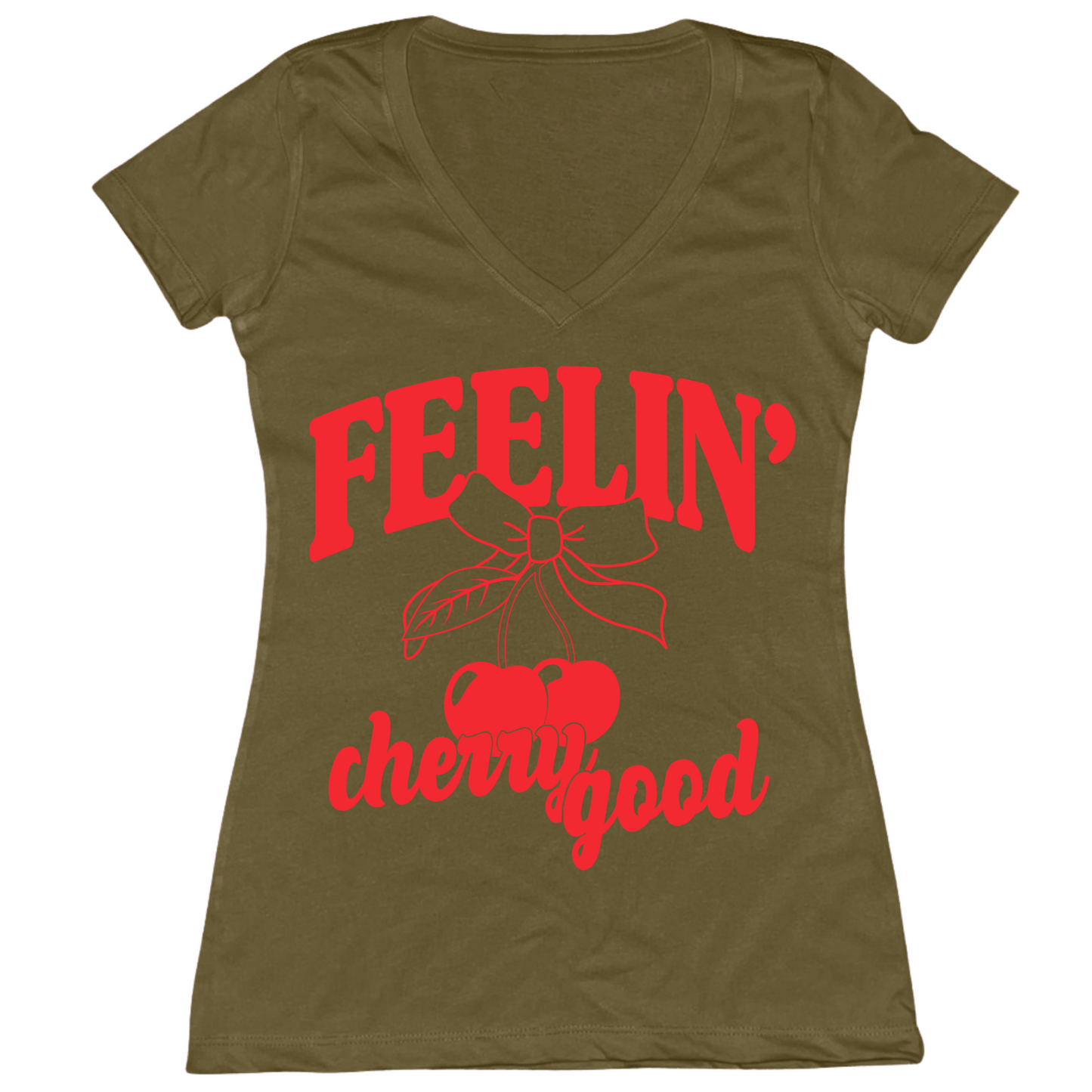 Feelin' Cherry Good Womens Vneck