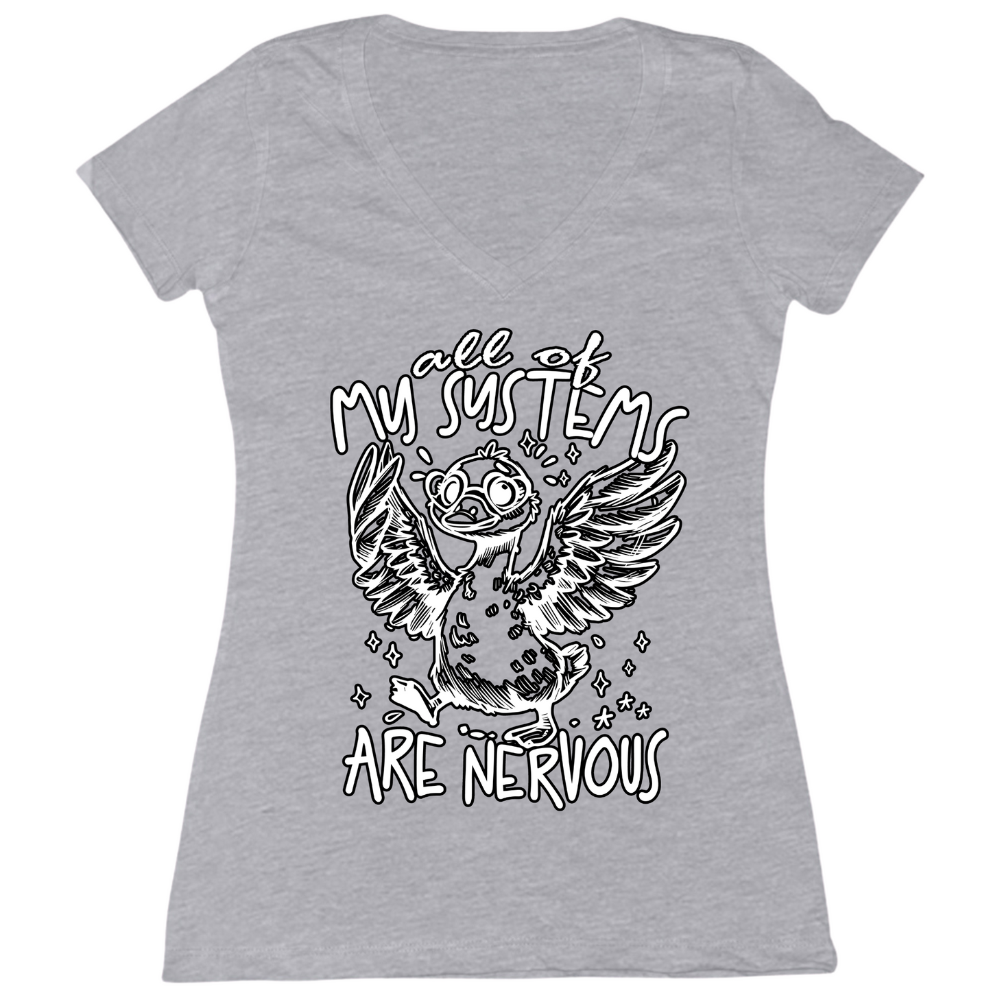 All Systems Nervous Womens V-Neck Tee