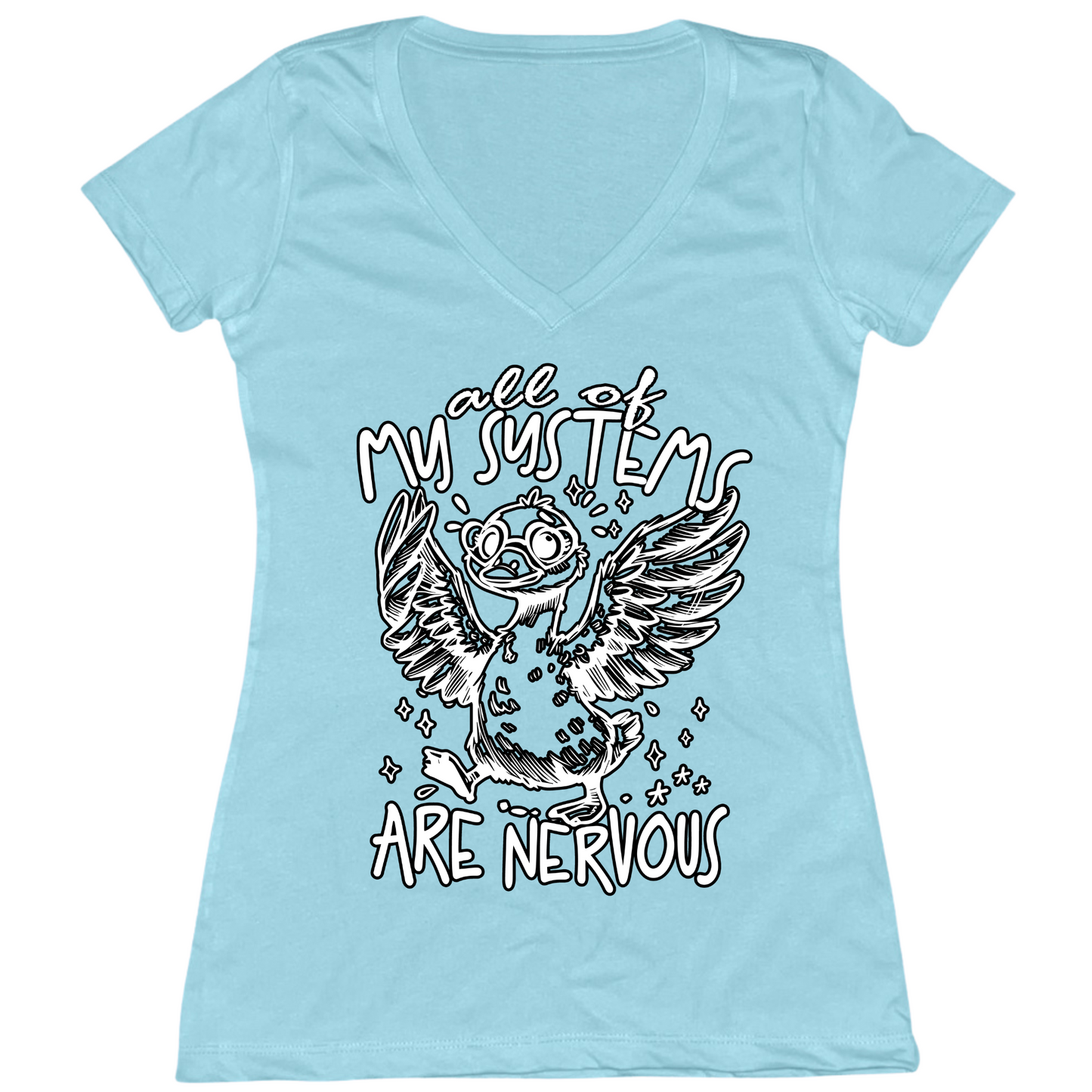 All Systems Nervous Womens V-Neck Tee