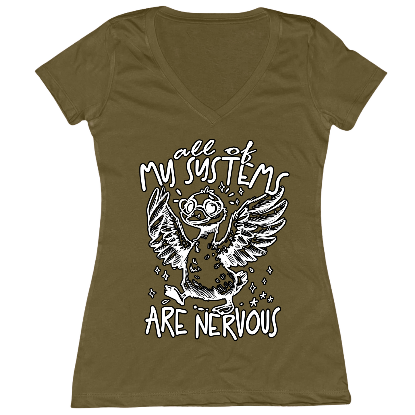 All Systems Nervous Womens V-Neck Tee