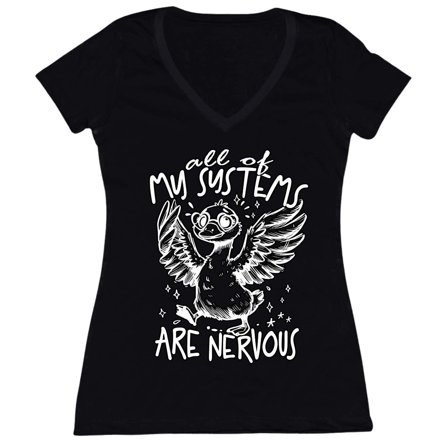 All Systems Nervous Womens V-Neck Tee