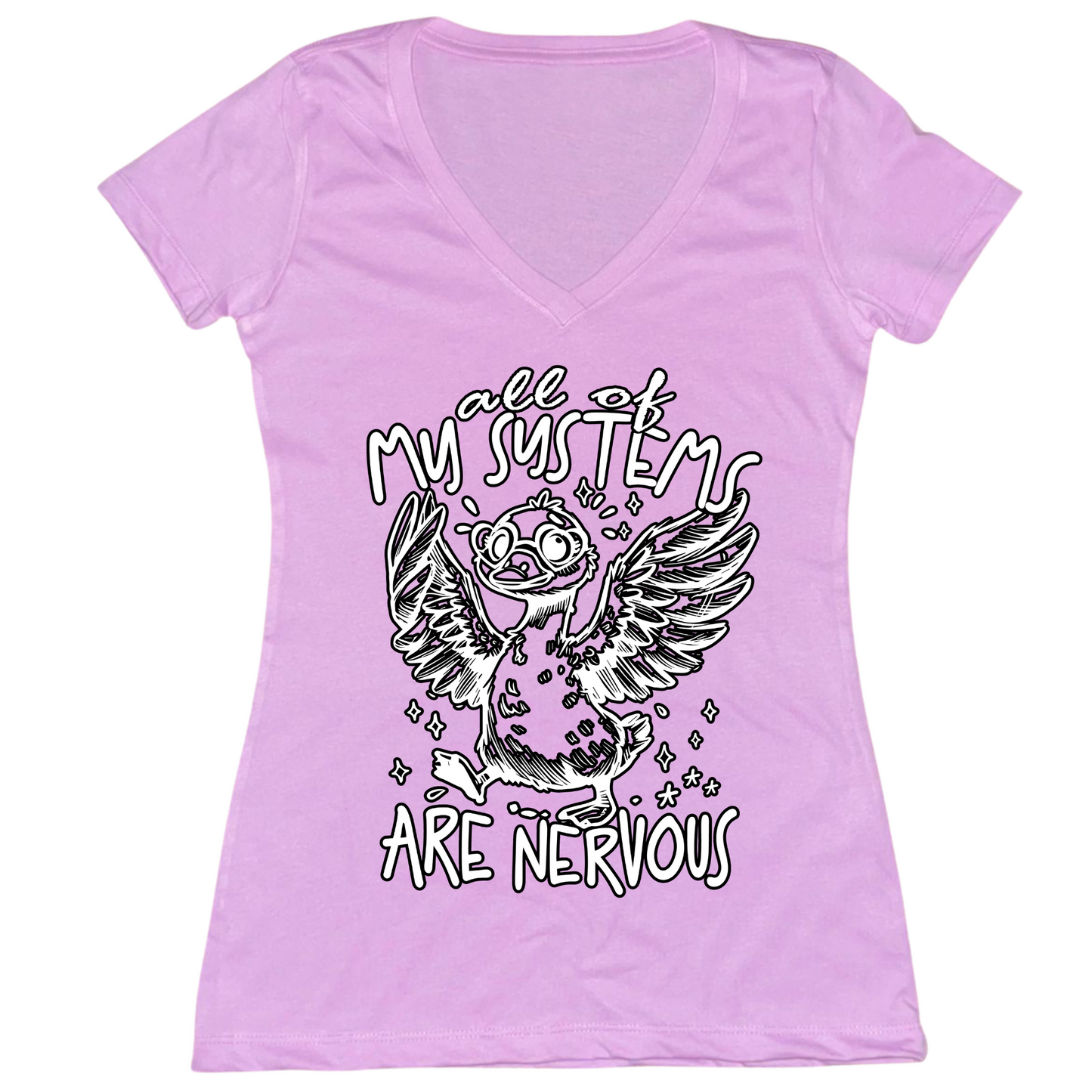 All Systems Nervous Womens V-Neck Tee