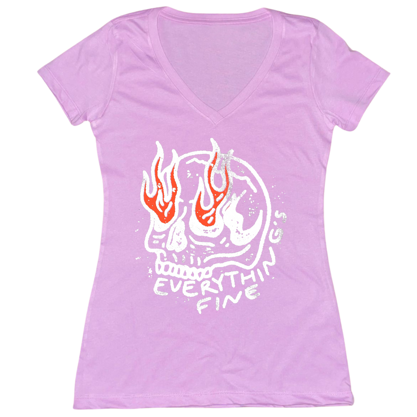 Everything's Fine Skull Womens Vneck