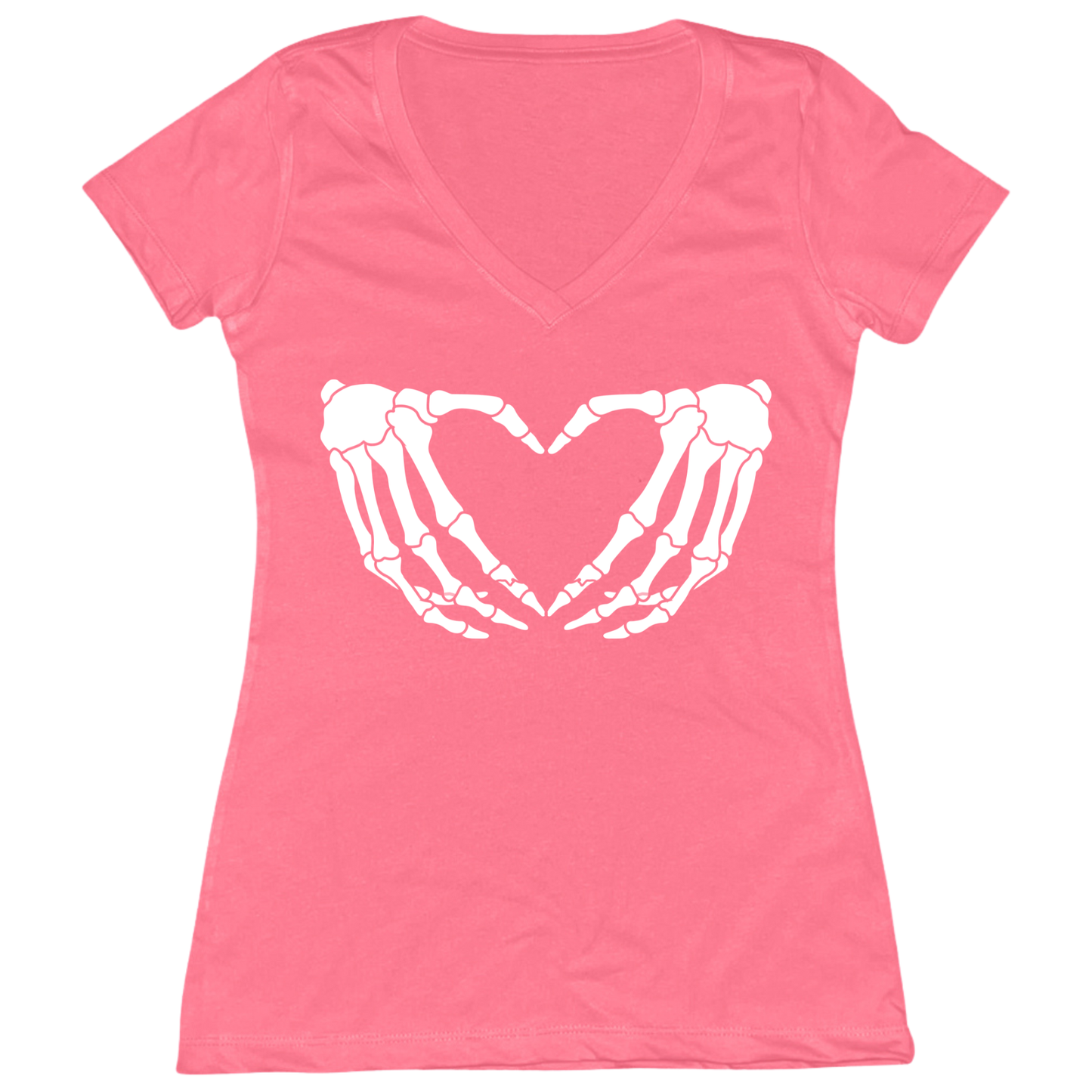 Skeleton Hands Heart Womens Vneck