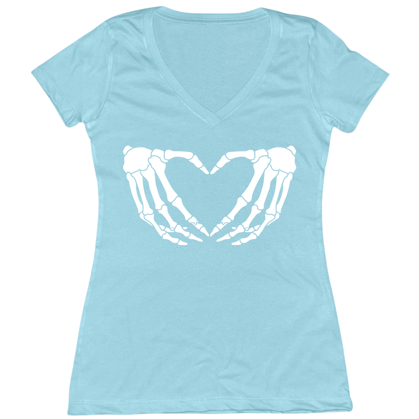 Skeleton Hands Heart Womens Vneck