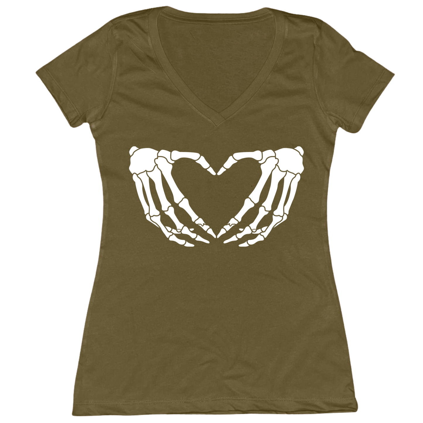 Skeleton Hands Heart Womens Vneck