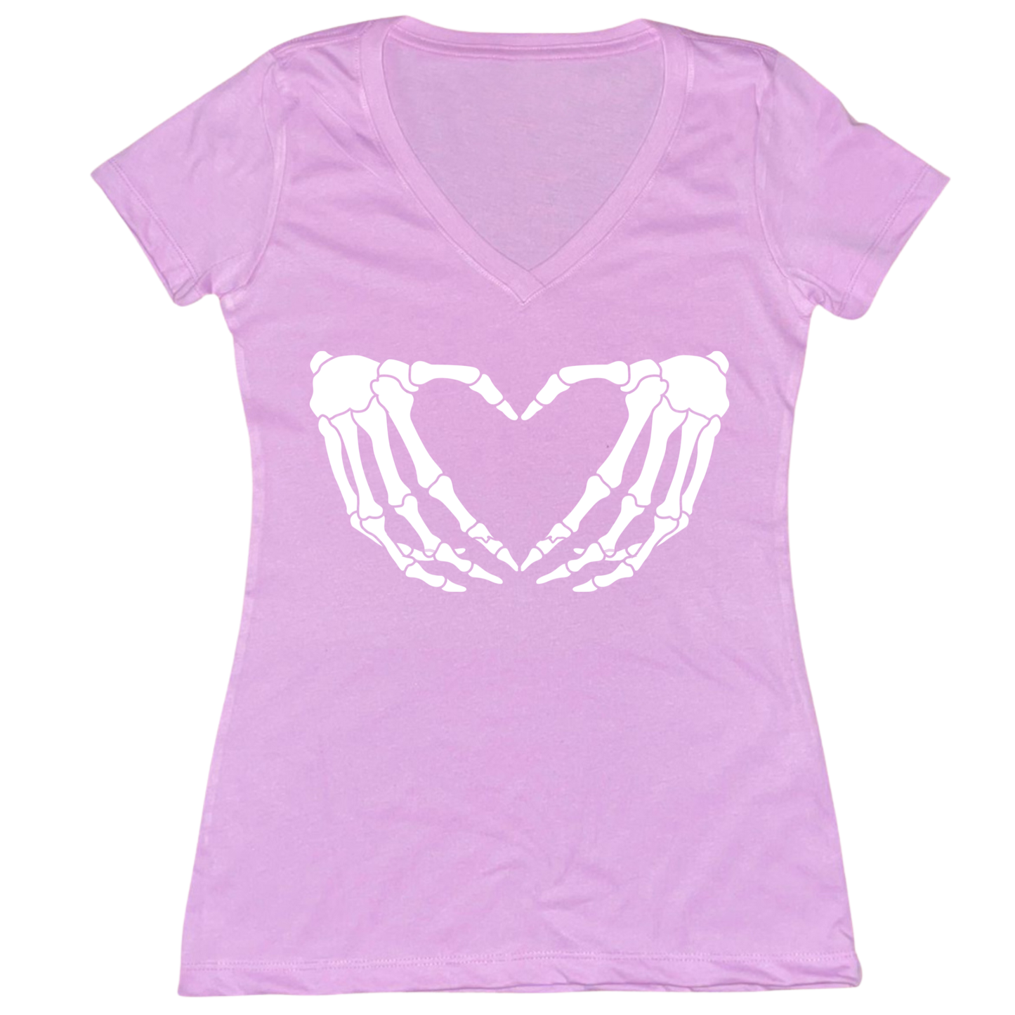 Skeleton Hands Heart Womens Vneck