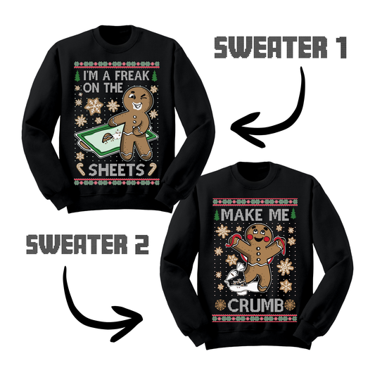 Couples Ugly Christmas Sweater Freak Sheets Make Crumb Sweatshirts