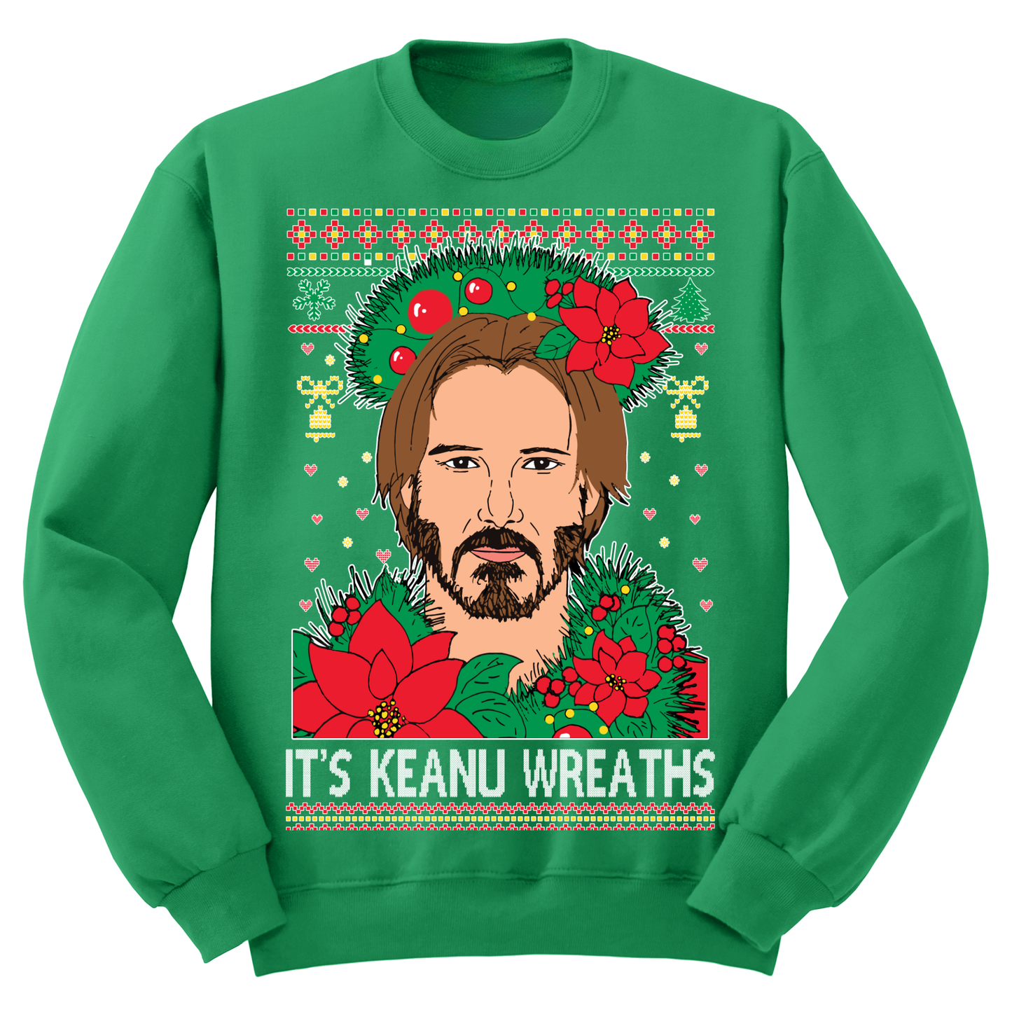 Ugly Christmas Sweater Keanu Wreaths