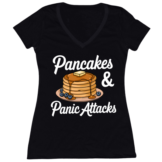 Pancakes And Panic Attacks Womens V-Neck Tee