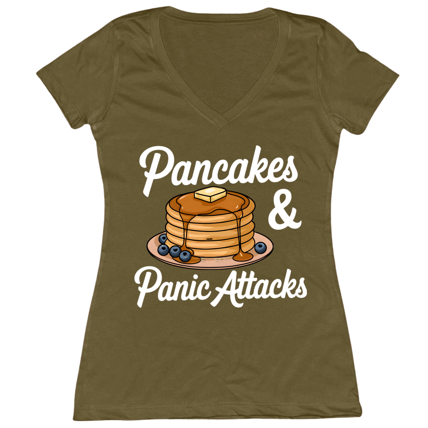 Pancakes And Panic Attacks Womens V-Neck Tee