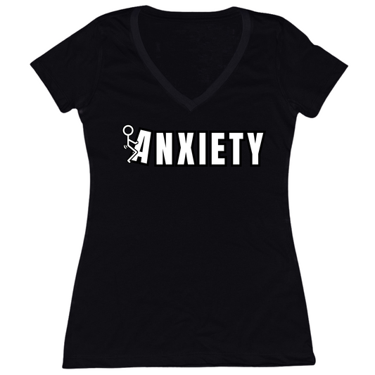 Fuck Anxiety Womens V-Neck Tee