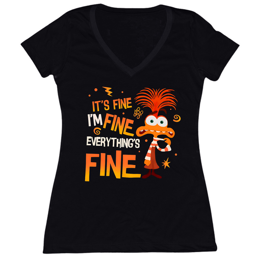 Everything's Fine Womens V-Neck Tee