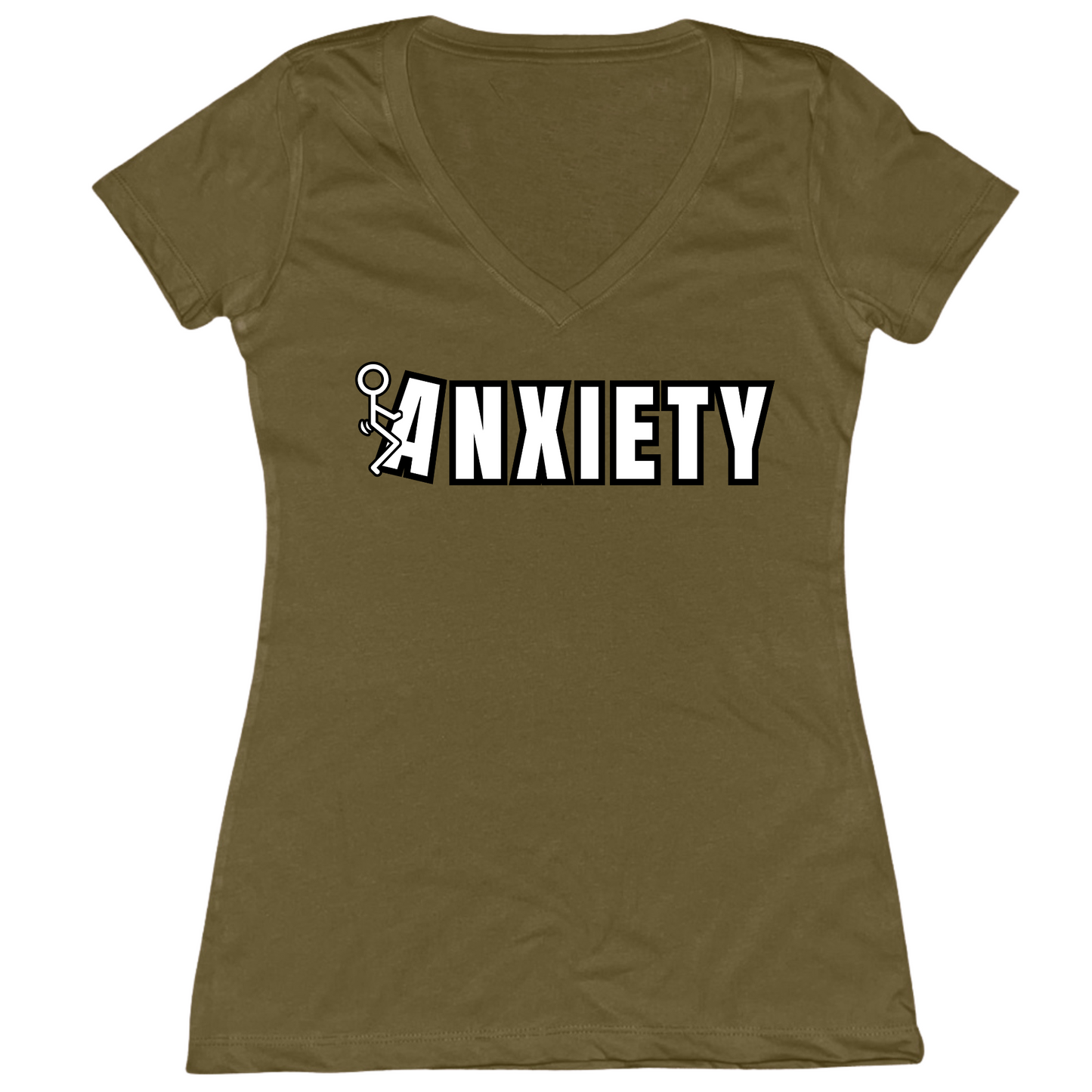 Fuck Anxiety Womens V-Neck Tee