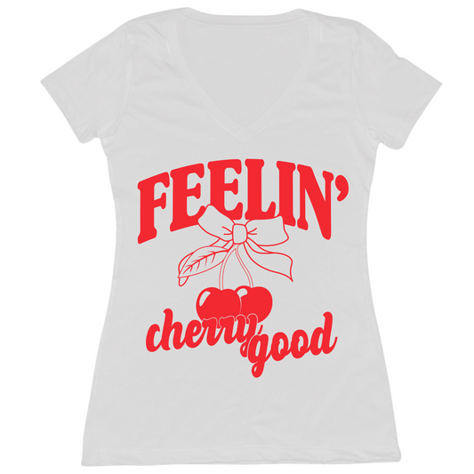 Feelin' Cherry Good Womens Vneck